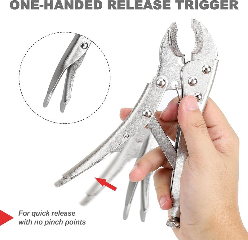 FASTPRO 4-Piece Locking Pliers Set, Vice Grips Pliers Included 5", 7", 10" Curved Jaw and 6-1/2" Straight Jaw - Image 4