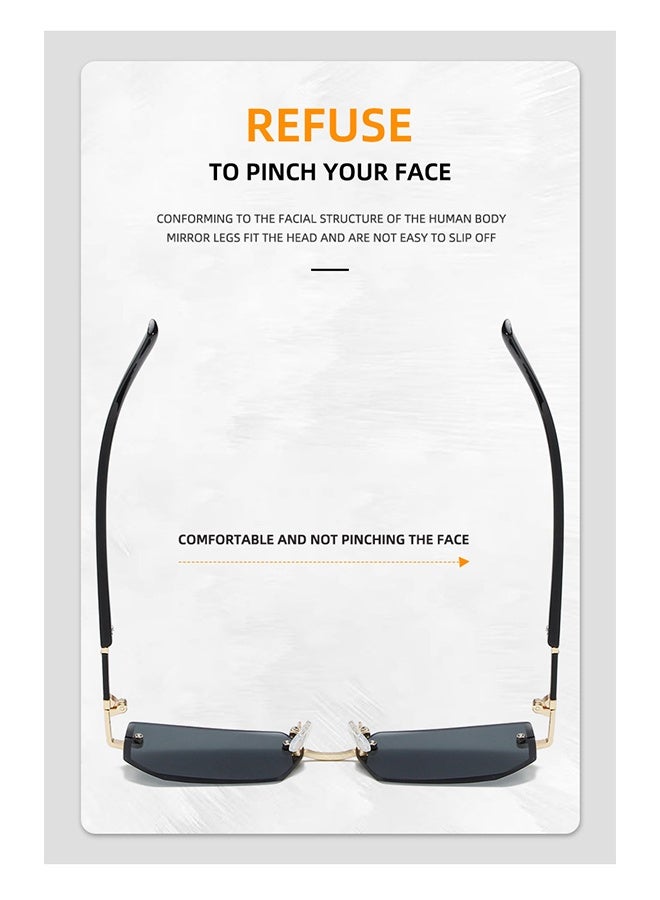 Generic New Rimless Fashion Trend Sunglasses Personalized Sunglasses UV Protection Unisex，comes with a glasses case and a glasses cleaning cloth  - Image 3