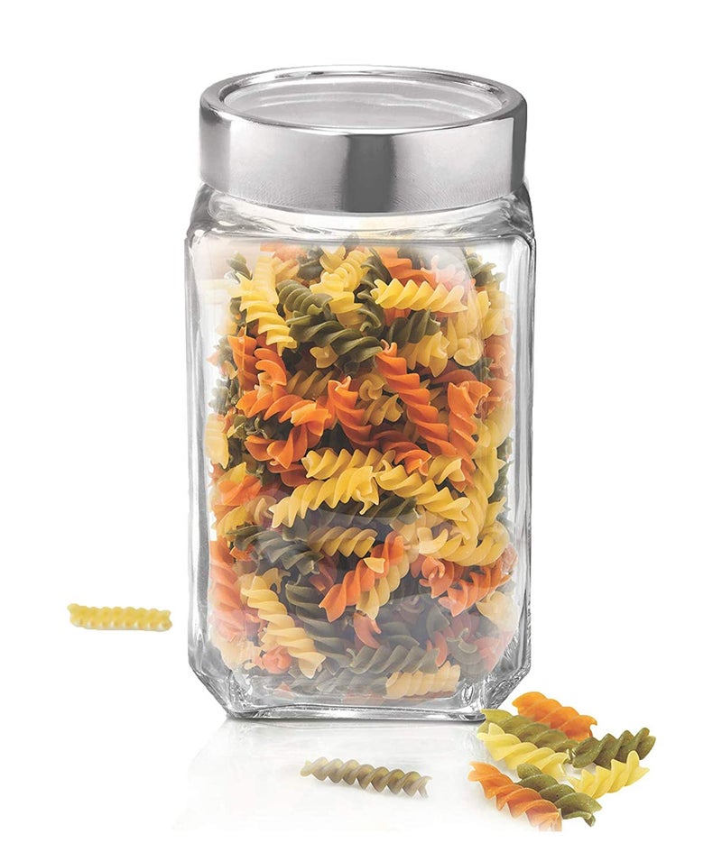 Yera KSM1000 Glass Cube Jar with Steel Lid 1000ml Transparent Storage Container Glass Jar Set Of 2 - Image 4
