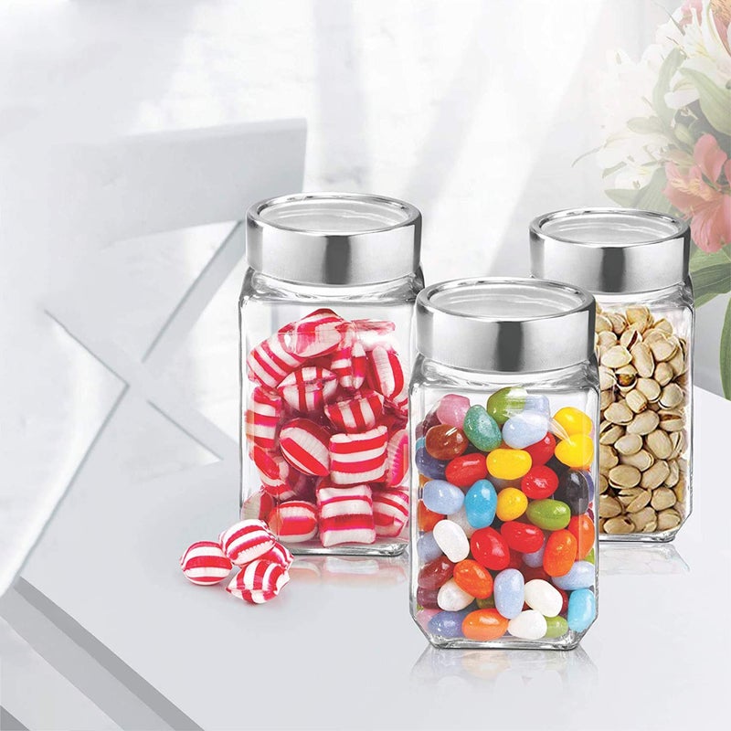 Yera KSM1000 Glass Cube Jar with Steel Lid 1000ml Transparent Storage Container Glass Jar Set Of 2 - Image 3