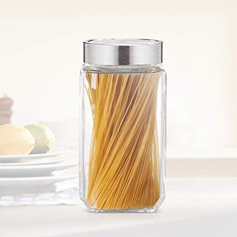 Yera KSM1000 Glass Cube Jar with Steel Lid 1000ml Transparent Storage Container Glass Jar Set Of 2 - Image 5