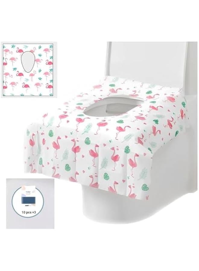 ميكسد 30 Pcs Toilet Seat Covers Disposable Kids, Disposable Potty Liners for Toddlers, Extra Large Antibacterial Waterproof Portable, Toilets Kids Toddler Potty Training (Animal Print) - Image 5