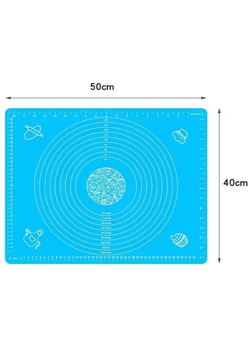 Generic Large Silicone Baking and Pastry Mat with 43 x 35 scale and total dimensions  50 × 40 cm - Non-Slip Food-Grade Safe Silicone Mat - Suitable for Pizza, Pastries, and Fondant - Heat-Resistant Silicone Mat with Precise Measurements - Non-Stick, Reusable Dough Mat - Ideal for Table Surface Protection and Baking - Available in Random Multi-Colors  - Image 2