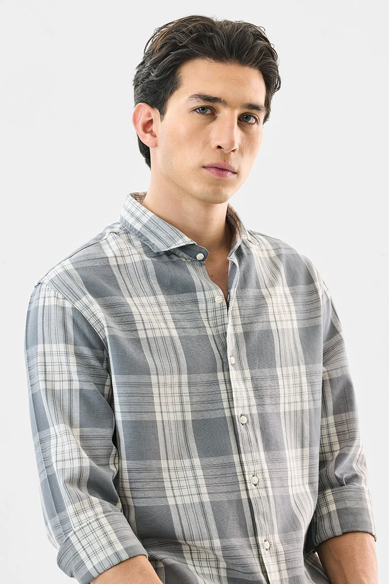 SNITCH Grey Checkered Long Sleeve Regular Fit Shirt