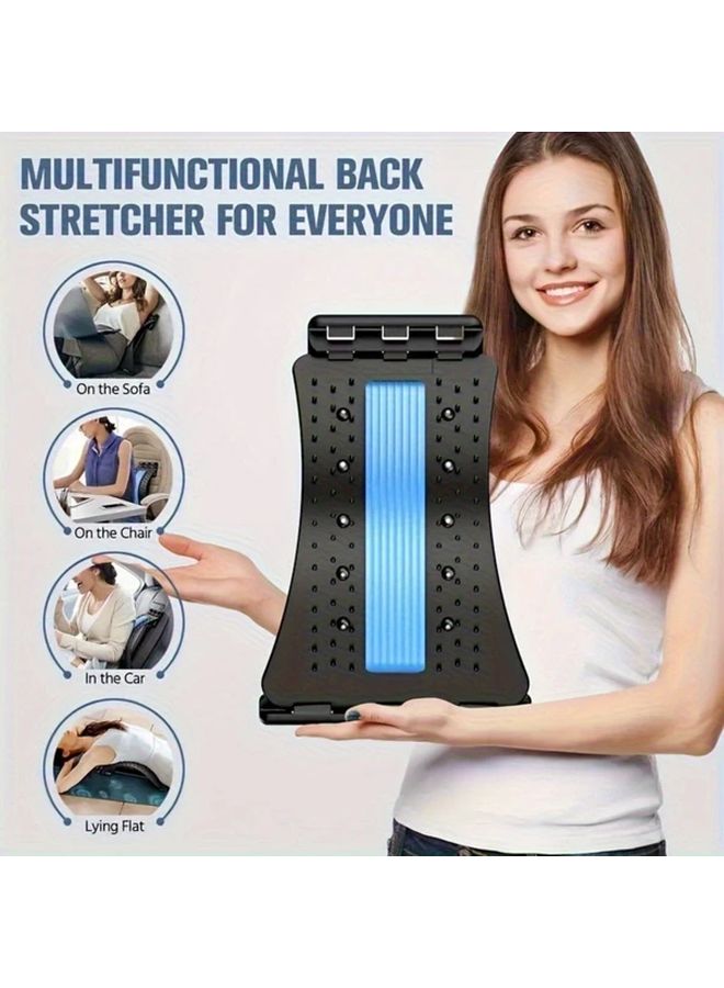 Blue 3 Level Adjustable Back Stretcher Ergonomic Lumbar Traction Massage Portable For Office Car Home - Image 4