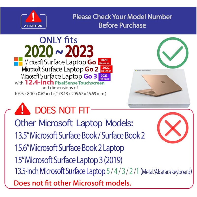mCover Case Compatible ONLY for 2020-2024 12.4" Microsoft Surface Laptop Go 3/2 / 1 with Touch Screen (NOT Compatible with Any Other Surface Models) - Purple - Image 2