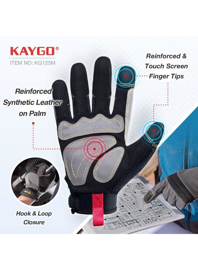 KAYGO Work Gloves For Men, KG125M Mechanics gloves for All Purpose,Excellent Grip,Heavy Duty,Improved Dexterity,Touch Screen - Image 2