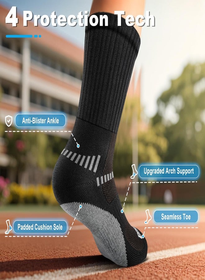 Bigant Boys Socks Cushioned Compression Athletic Crew Socks Running Arch Support Seamless Toe for 4-12 Years Gilrs Kids Youth(4Pairs,X-Large) - Image 4