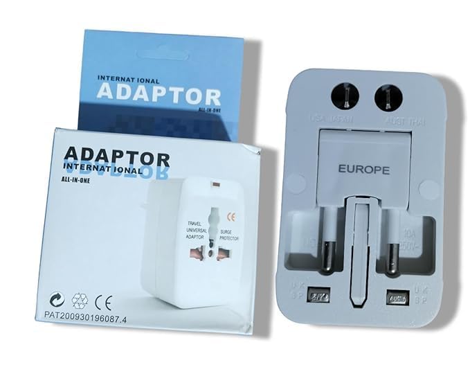 Universal Travel Adapter with Surge Protection International Power Plug Converter White  - Image 4