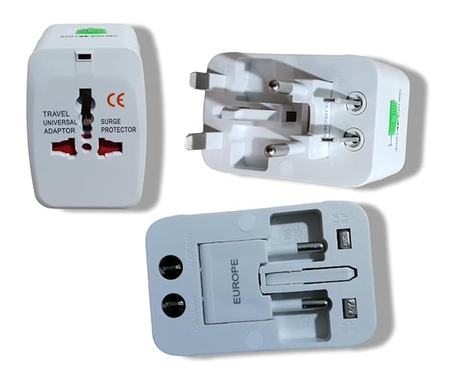 Universal Travel Adapter with Surge Protection International Power Plug Converter White  - Image 2