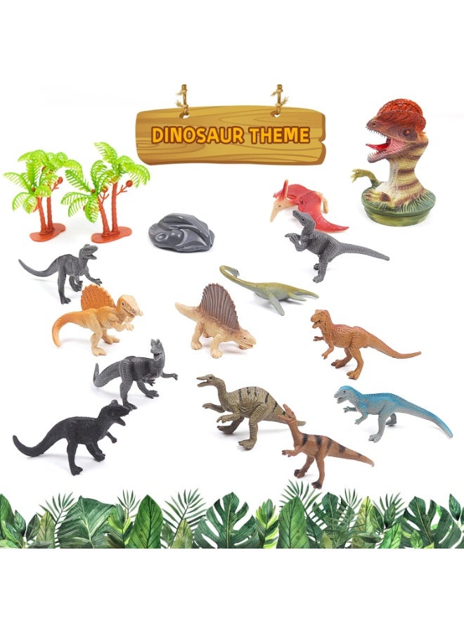 HALAMODO 12-Piece Dinosaur World Model Set (Includes Spinosaurus, Dimetrodon, Oviraptor, Dilophosaurus, Plesiosaurus, T-Rex, Carnotaurus, Velociraptor, Pterosaur With Tree And Rock Accessories), Bucket-Pack Realistic Mini Dinosaur Model Toys, Premium Safe Plastic Material, For Children Cognitive Education, Bath And Pool Toys, Boys Girls Birthday Party Gifts - Image 2
