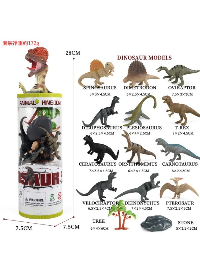 HALAMODO 12-Piece Dinosaur World Model Set (Includes Spinosaurus, Dimetrodon, Oviraptor, Dilophosaurus, Plesiosaurus, T-Rex, Carnotaurus, Velociraptor, Pterosaur With Tree And Rock Accessories), Bucket-Pack Realistic Mini Dinosaur Model Toys, Premium Safe Plastic Material, For Children Cognitive Education, Bath And Pool Toys, Boys Girls Birthday Party Gifts - Image 1