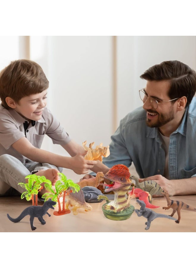 HALAMODO 12-Piece Dinosaur World Model Set (Includes Spinosaurus, Dimetrodon, Oviraptor, Dilophosaurus, Plesiosaurus, T-Rex, Carnotaurus, Velociraptor, Pterosaur With Tree And Rock Accessories), Bucket-Pack Realistic Mini Dinosaur Model Toys, Premium Safe Plastic Material, For Children Cognitive Education, Bath And Pool Toys, Boys Girls Birthday Party Gifts - Image 3