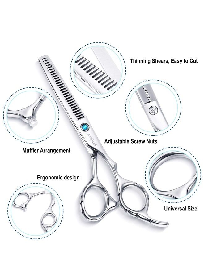 Aethland Hair Cutting Scissors Kit, Aethland Professional Barber Hairdressing Scissors Set ( Trimming Shaping Grooming Thinning Shears) for Men Women Pets Home Salon Barber Haircut, 6.5" Japanese 9CR SS - Image 3
