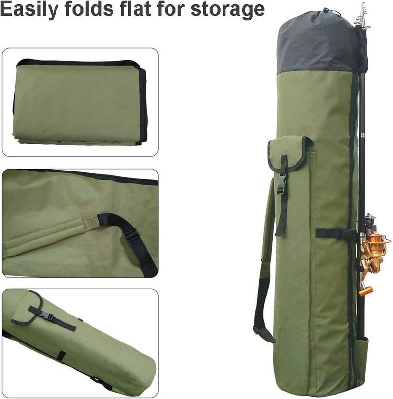 Allnice Durable Canvas Fishing Rod & Reel Organizer Bag Travel Carry Case Bag- Holds 5 Poles & Tackle - Image 4