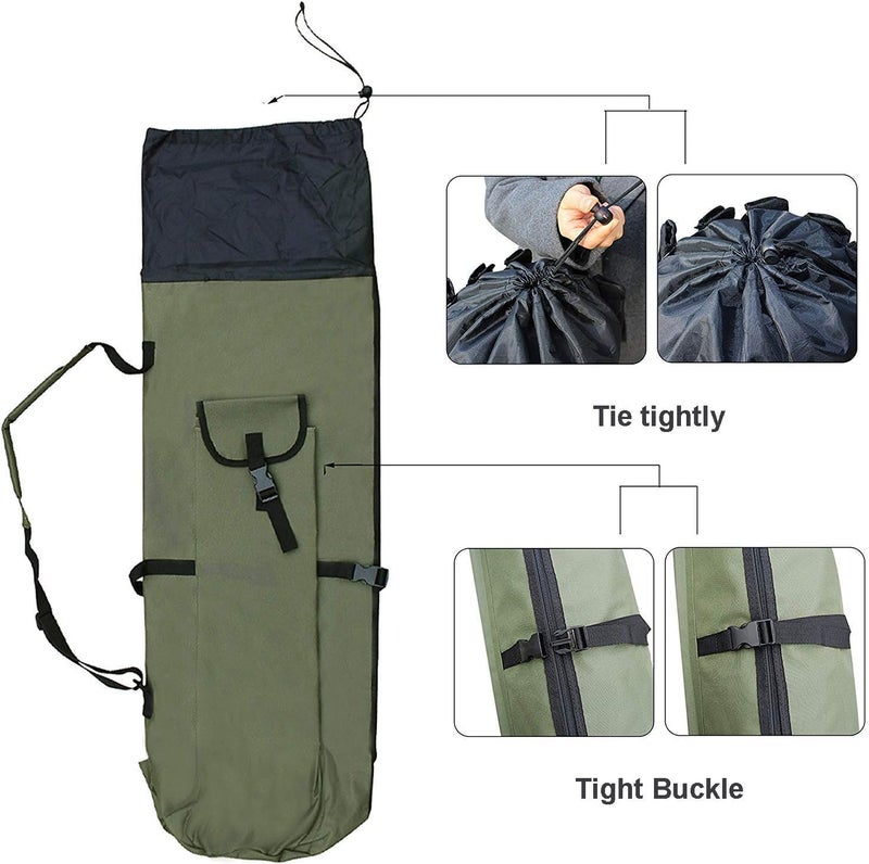 Allnice Durable Canvas Fishing Rod & Reel Organizer Bag Travel Carry Case Bag- Holds 5 Poles & Tackle - Image 5