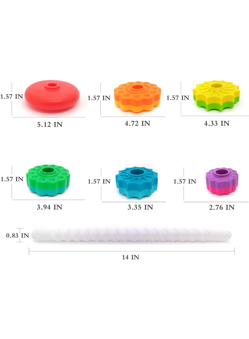 Topyich Montessori Educational Toys - Fun Rainbow Spin Tower, Spinning Stacking Toy for Toddlers 1-3 Boys & Girls - Image 2