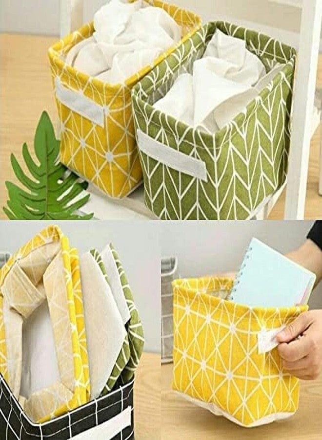 AZARIA Foldable Storage Box Canvas Fabric Baskets For Organizing With Handles, Rectangle Small, Cube, Foldable Multipurpose Box, Closet, Desk, Baby Storage Organizer (Pack of 1 (Small)) - Image 5