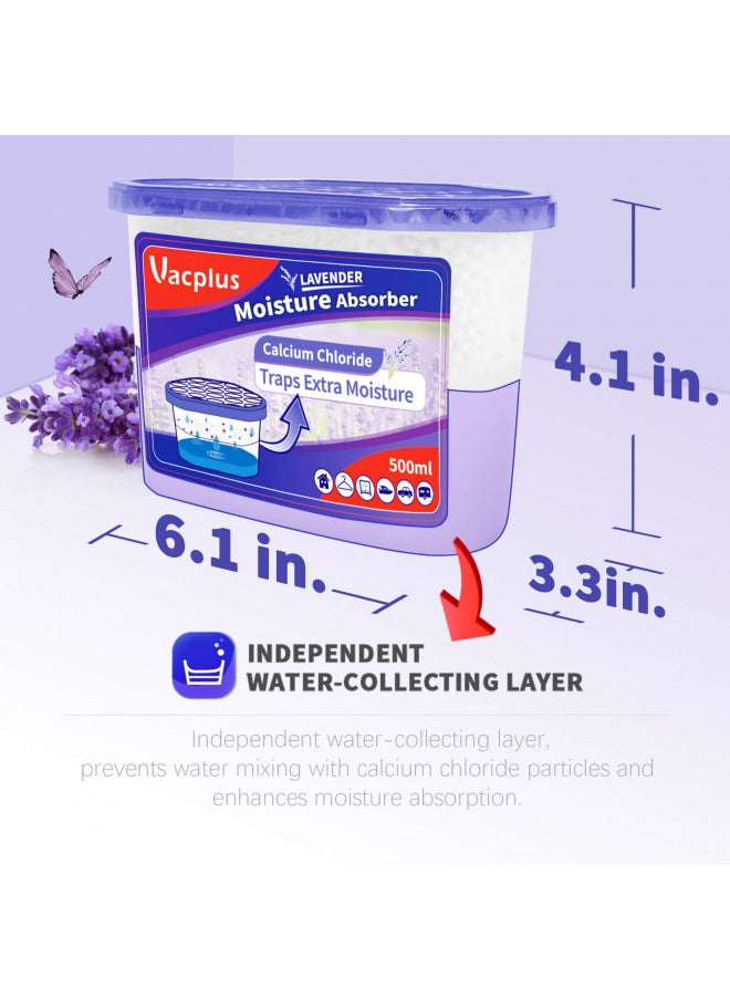 Vacplus - Vacplus Moisture Absorbers (6 pack), 10.5Oz Portable Humidity Absorber & Dehumidifier Boxes for Closet Effectively Trap Extra Moisture, Odor Eliminator with Lavender Fragrance for Fresher Air (Lavender) - Image 1