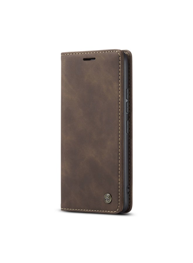 CaseMe Phone Case Luxury PU Leather Design 013 Flip Cover Card Slot Holder Cover For Oppo Reno 14F (Coffe) - Image 4