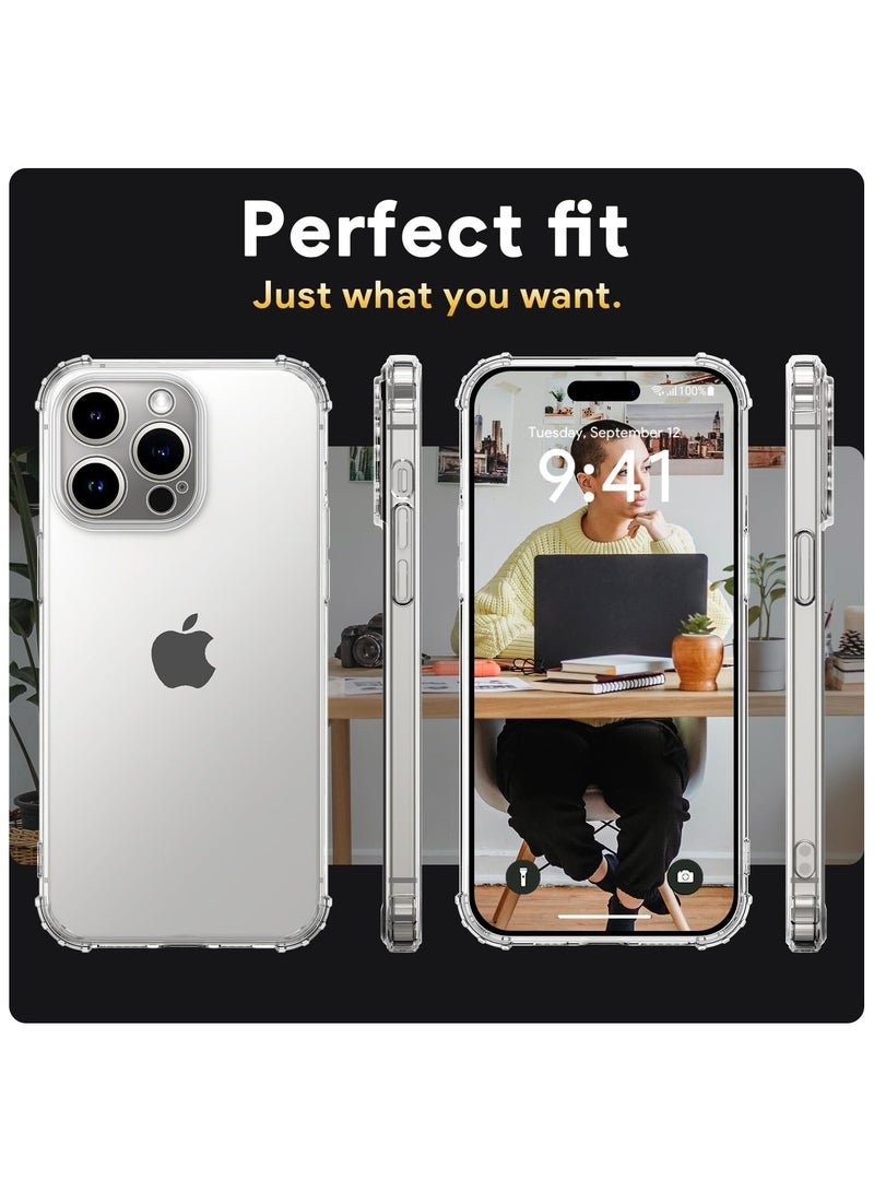 Crystal Clear Case for iPhone 15 Pro Clear Slim Thin TPU Four Corners Protective Cover Transparent Soft Cover - Image 2