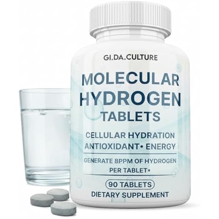 Gi.Da.Culture Molecular Hydrogen Water Tablets (8 ppm) | Magnesium, Malic & L-Tartaric Acid | Hydration & Antioxidant Supplement | Energy Support (90 Count (Pack of 1)) - Image 1