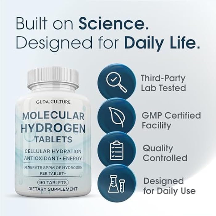 Gi.Da.Culture Molecular Hydrogen Water Tablets (8 ppm) | Magnesium, Malic & L-Tartaric Acid | Hydration & Antioxidant Supplement | Energy Support (90 Count (Pack of 1)) - Image 5