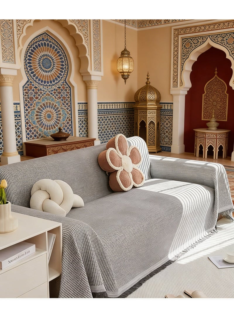 كي واي دي غطاء أريكة ثلاثية المقاعد قابلة للقلب من قماش محبوك ناعم غير قابل للانزلاق قابل للغسل بمقاسات 180x260 سم مناسب للحيوانات الأليفة - Image 1