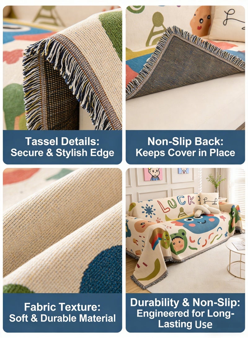 كي واي دي غطاء أريكة ثلاثية المقاعد قابلة للقلب من قماش محبوك ناعم غير قابل للانزلاق قابل للغسل بمقاسات 180x260 سم مناسب للحيوانات الأليفة - Image 2