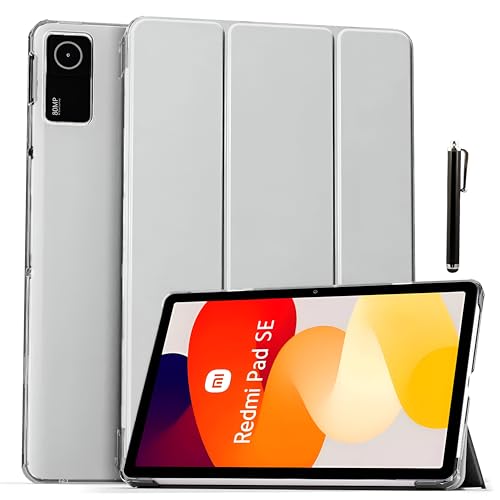 ProElite Case Cover for Redmi Pad SE 11 inch Cover, Smart Flip Case Cover for Redmi Pad SE 11 inch Translucent Back with Stylus Pen [Auto Sleep Wake Feature], Grey - Image 1