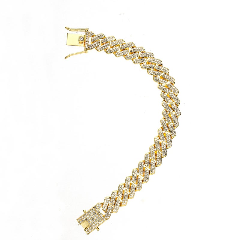 New alloy Cuban chain 14mm diamond-shaped original design diamond necklace for men and women cross-border hip-hop style 20cm silver 44g - Image 2