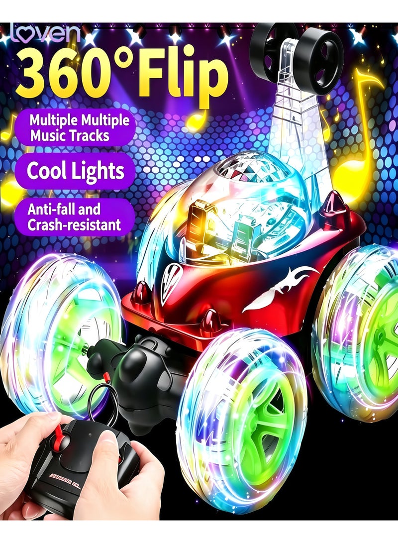 loven Remote Control Car Stunt Cars 360° Rotating with 2.4GHz Rechargeable  Toys Car Gift for Boys 3 4 5 6 7 8 9 10 11 12 (Red) - Image 3