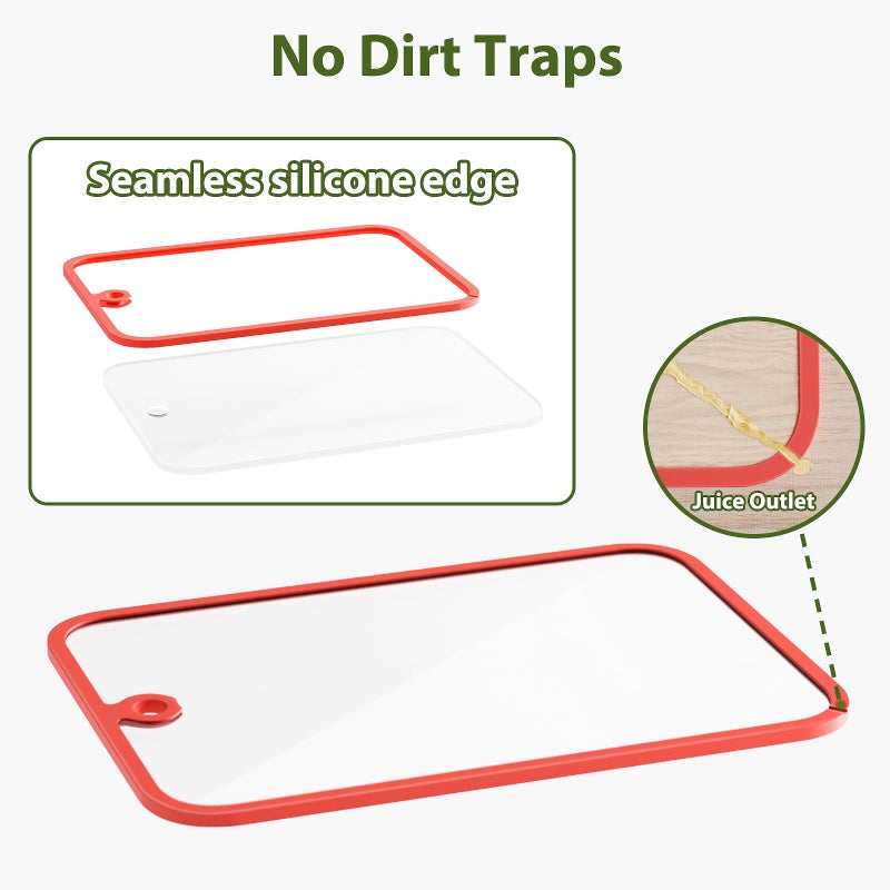 Freshmage Cutting Board, Freshmage Glass Cutting Boards for Kitchen, 2Pcs Chopping Board Set with Non-Slip Edges & Hanging Hole, Dishwasher- Safe Clear Cutting Board for Countertop, Meal Prep & Serving - Image 3