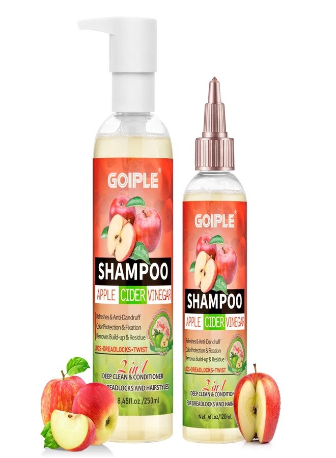 Goiple 2 in 1 Deep Clean & Conditioner Apple Cider Vinegar Shampoo For Briad, Dreadlocks, Locs, Twist - Foam Sulfate Free for Curly Hair, Refreshes & Anti-Dandruff Shampoo for Kinky (12.45 FLOZ) - Image 1