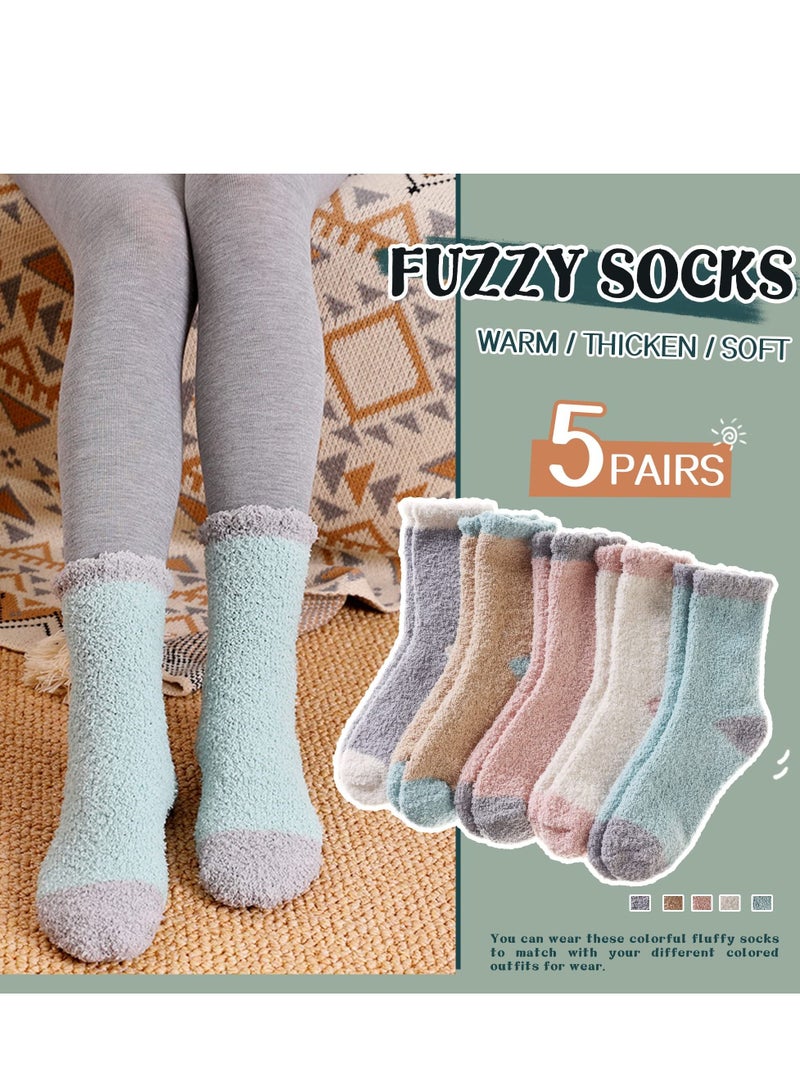 KASTWAVE 5 Pairs Fuzzy Socks For Women Fluffy Slipper Cozy Winter Soft Comfy Plush Thermal Casual Warm Cabin Socks - Image 3
