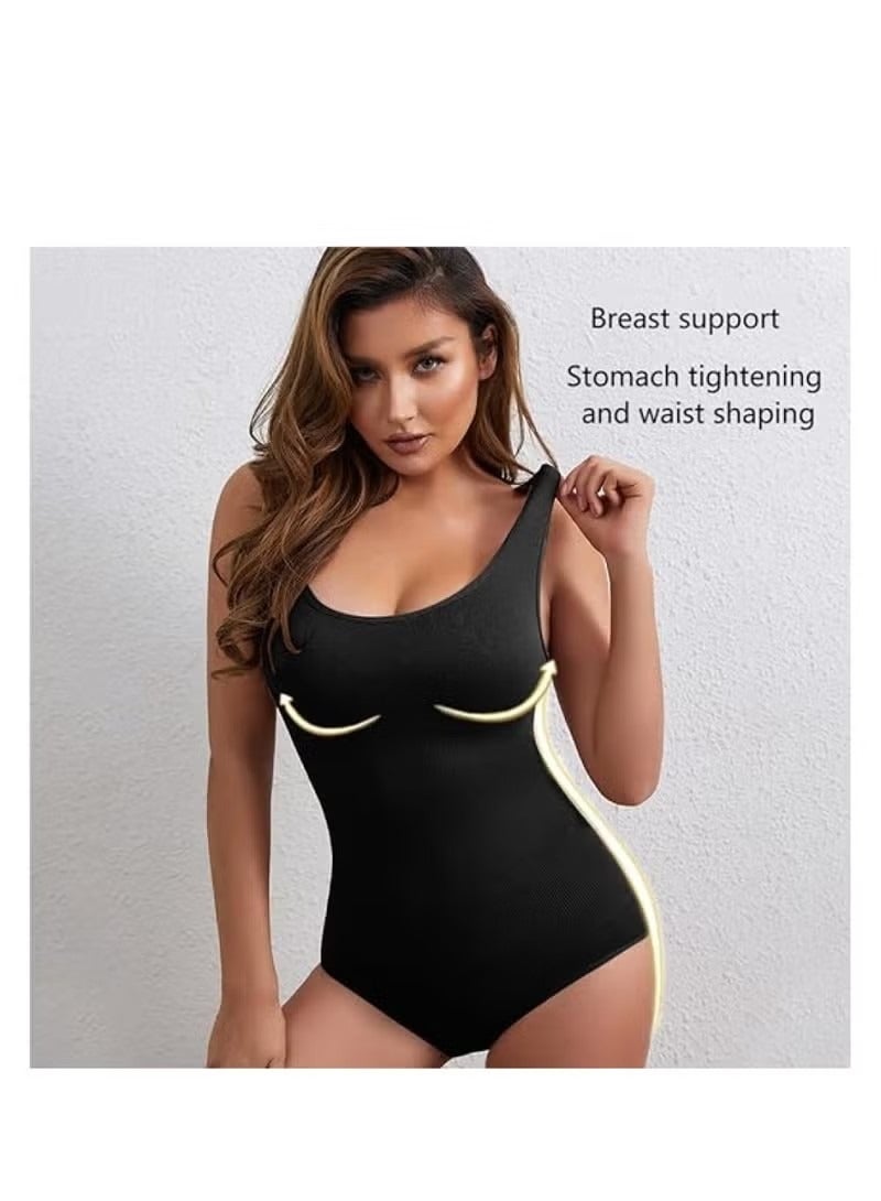 Ocean Full Body Shaper, Bodysuit for Women Tummy Control Lift Compression Garment, Body Slim Shapewear，Round NeckWaist Trainer Bodysuit, Suitable for Daily Life and Exercise（Black） - Image 2