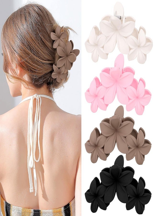 ANBALA Flower Hair Accessories: 4PCS Matte Plumeria Hair Claws, Strong Hold Clips for Women and Girls - Image 1
