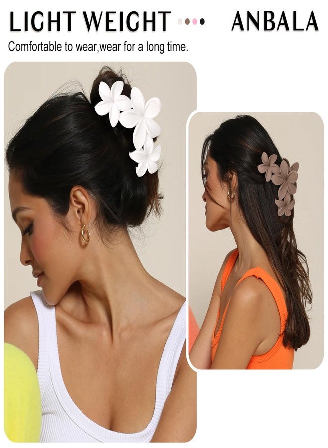 ANBALA Flower Hair Accessories: 4PCS Matte Plumeria Hair Claws, Strong Hold Clips for Women and Girls - Image 4