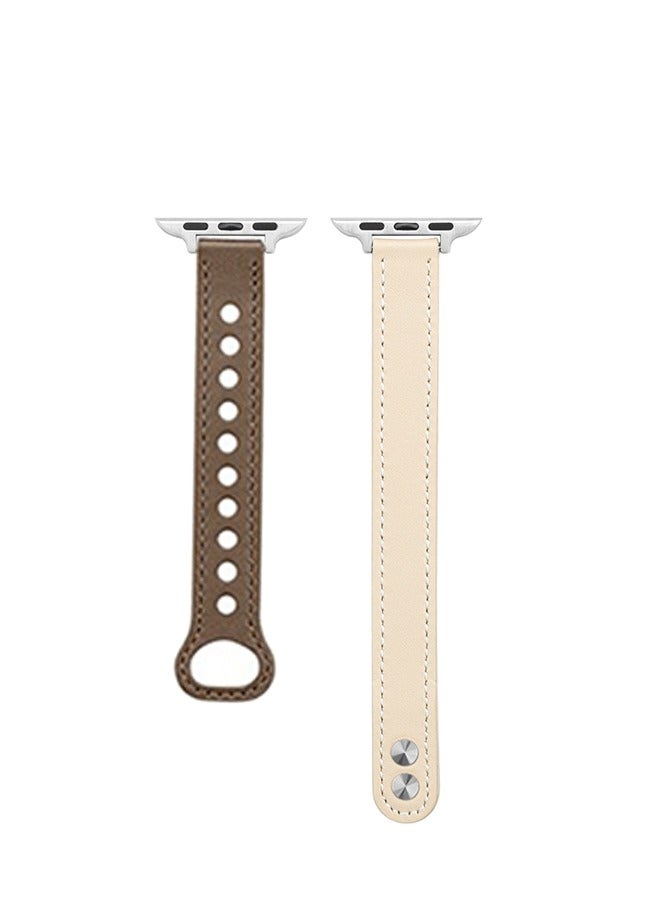 Compatible with Apple Watch Band 41mm 40mm 38mm Women, Top Grain Genuine Leather Slim & Thin Strap with Latest Double Nail Design for iWatch Series 8 7 6 5 4 3 2 1 SE - Image 4