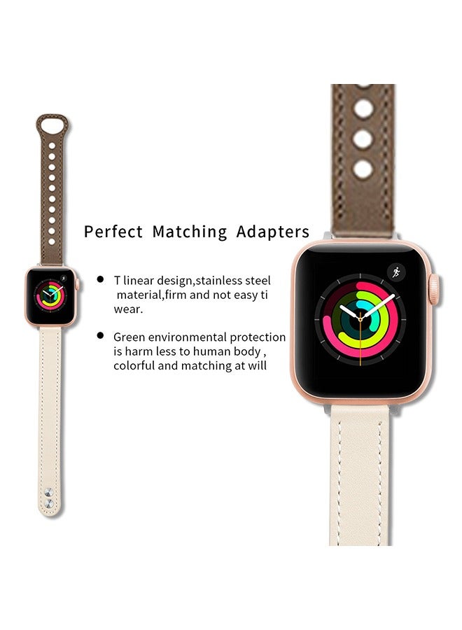 Compatible with Apple Watch Band 41mm 40mm 38mm Women, Top Grain Genuine Leather Slim & Thin Strap with Latest Double Nail Design for iWatch Series 8 7 6 5 4 3 2 1 SE - Image 3