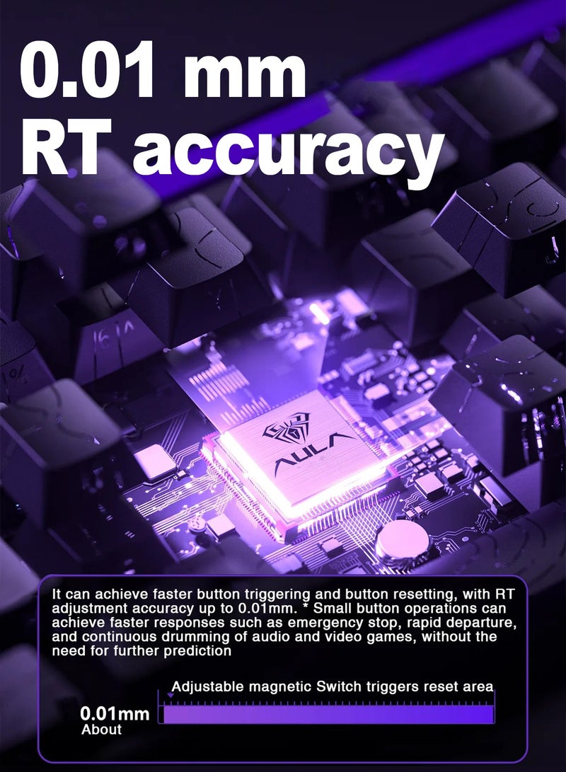 AULA HERO 68 Magnetic Switch Gaming Keyboard - 8000Hz Polling Rate, Adjustable RT, RGB Backlit, Ultra-Fast Response, Wired USB-C, Web Driver Support - Image 5