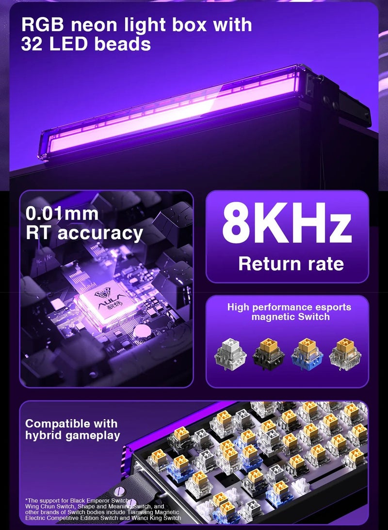 AULA HERO 68 Magnetic Switch Gaming Keyboard - 8000Hz Polling Rate, Adjustable RT, RGB Backlit, Ultra-Fast Response, Wired USB-C, Web Driver Support - Image 3