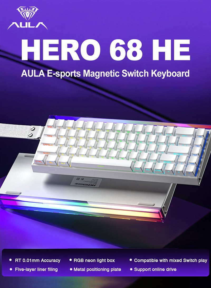 AULA HERO 68 Magnetic Switch 60% Gaming Keyboard - Magnetic keyboard 8000Hz Polling Rate, Adjustable RT, RGB Backlit, Ultra-Fast Response, Wired USB-C, Web Driver Support(Black King Switch) - Image 1