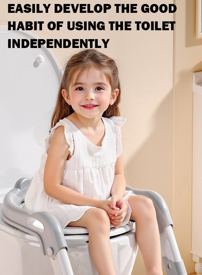 فوغماكس مقعد تدريب على استخدام المرحاض قابل للطي - رمادي للأطفال الصغار، مقعد تدريب على استخدام المرحاض 2 في 1 - Image 3