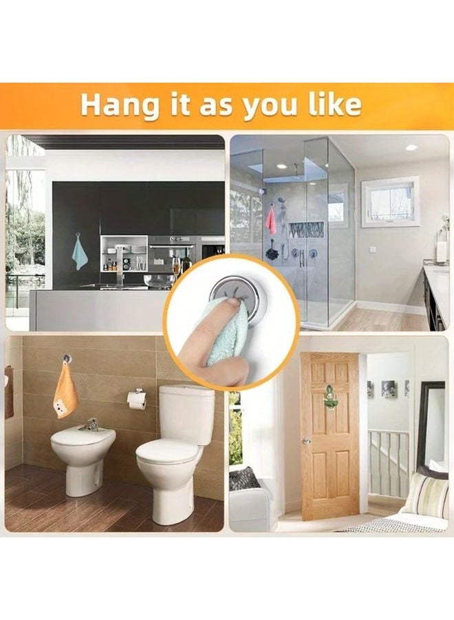6pcs Self Adhesive Towel Holders Round Push in Suction Wall Hooks No Drilling Needed - Image 3