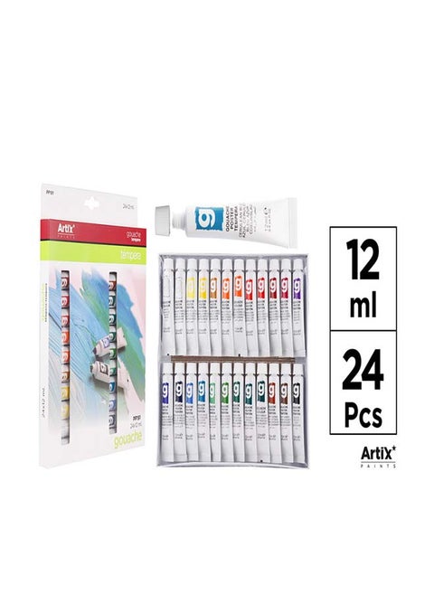 Gouache Paint Set - 24 Colors, 12ml Each