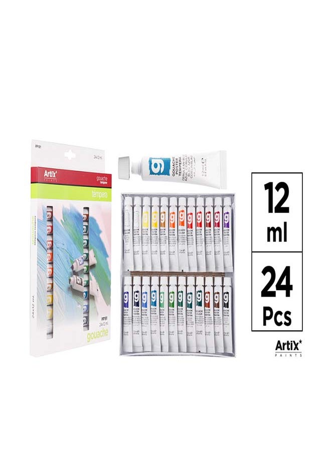 Artix Gouache Paint Set - 24 Colors, 12ml Each 