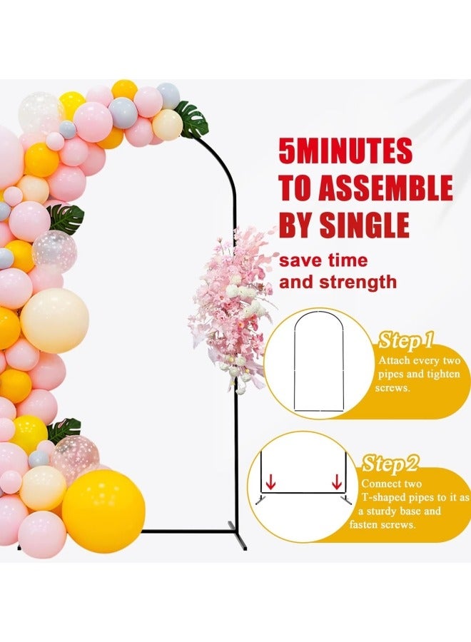 GGEROU Metal Arch Backdrop Stand 6.6ft Black Wedding Arched Frame Balloon Arch Stand, Open Arch Frame with Base Stand Backdrop for Ceremony Parties Birthday Floral Flower Garden Decoration  - Image 3