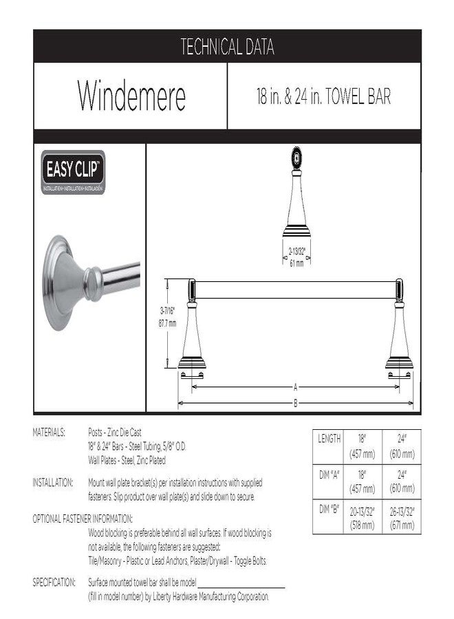 DELTA Bath Accessories 79624-SS Windemere Bathroom Sets, 24" Towel Rack, Brilliance Stainless Steel - Image 2