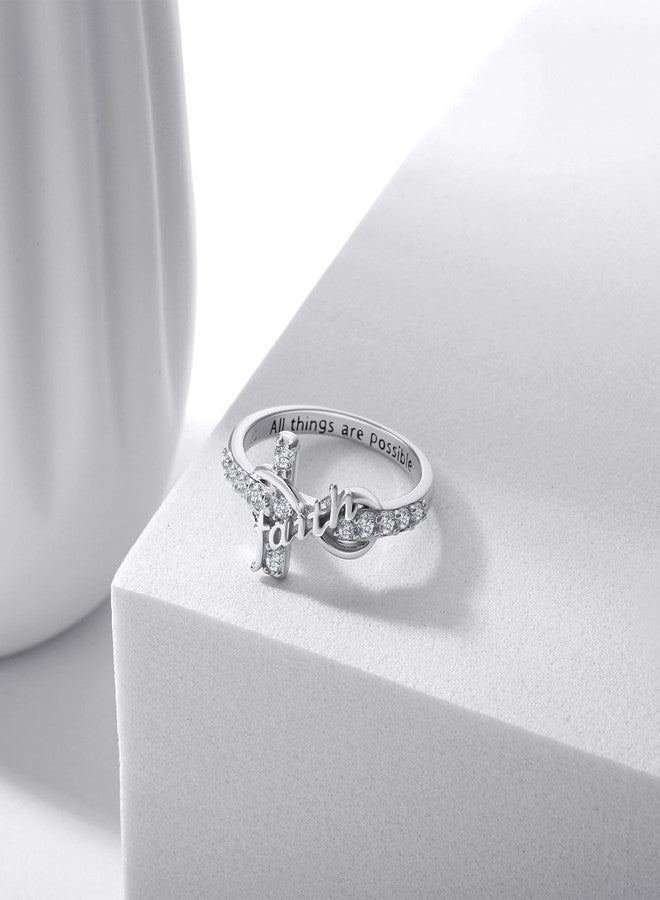 Cuoka Cross Ring, S925 Sterling Silver Infinity FaithRing Adjustable Infinity Faith Cross Wrap Ring Christian Fashion Band Ring for Women (US Size 7#) - Image 3